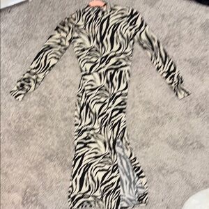 Zebra Print Long Sleeve Dress